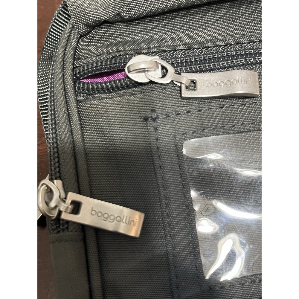 Baggallini Journey RFIDCrossbody Purse Travel Bag Small Dark Gray Purple Lining - Picture 3 of 15